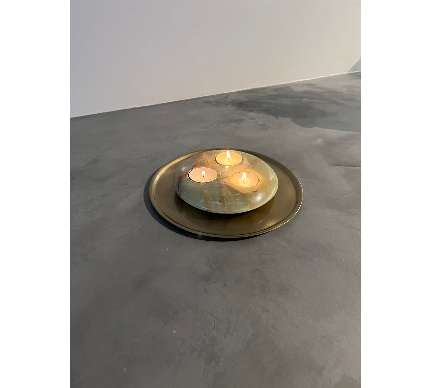 Triple Onyx Marble Candlestick