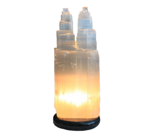 Selenite lamp double tower
