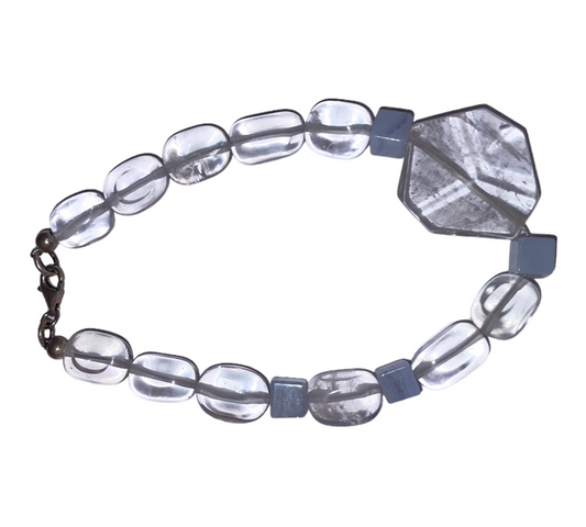 Armband - Bergkristall og Chalcedon