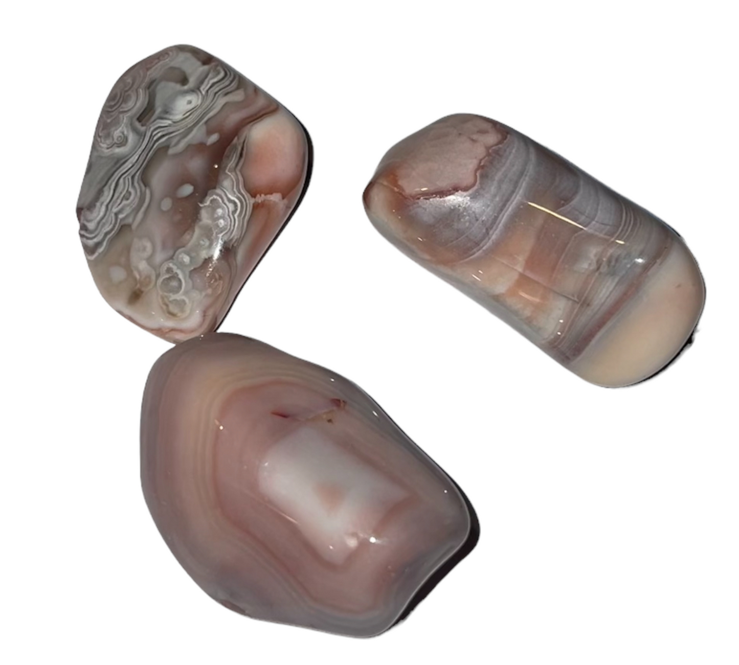 Bleikur Agate - slípaður
