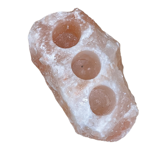 Triple salt crystal candle holder