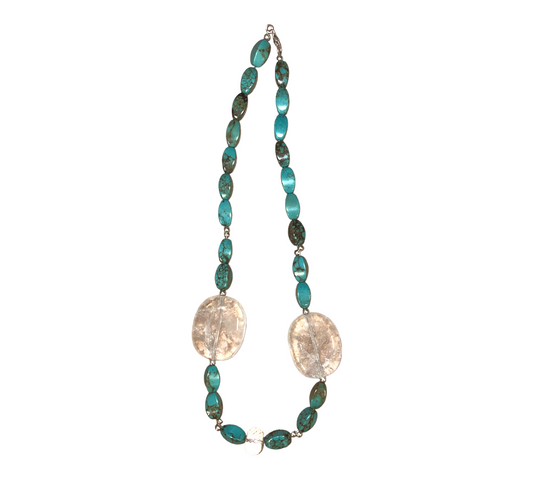 Magnesite with rock crystal - Necklace