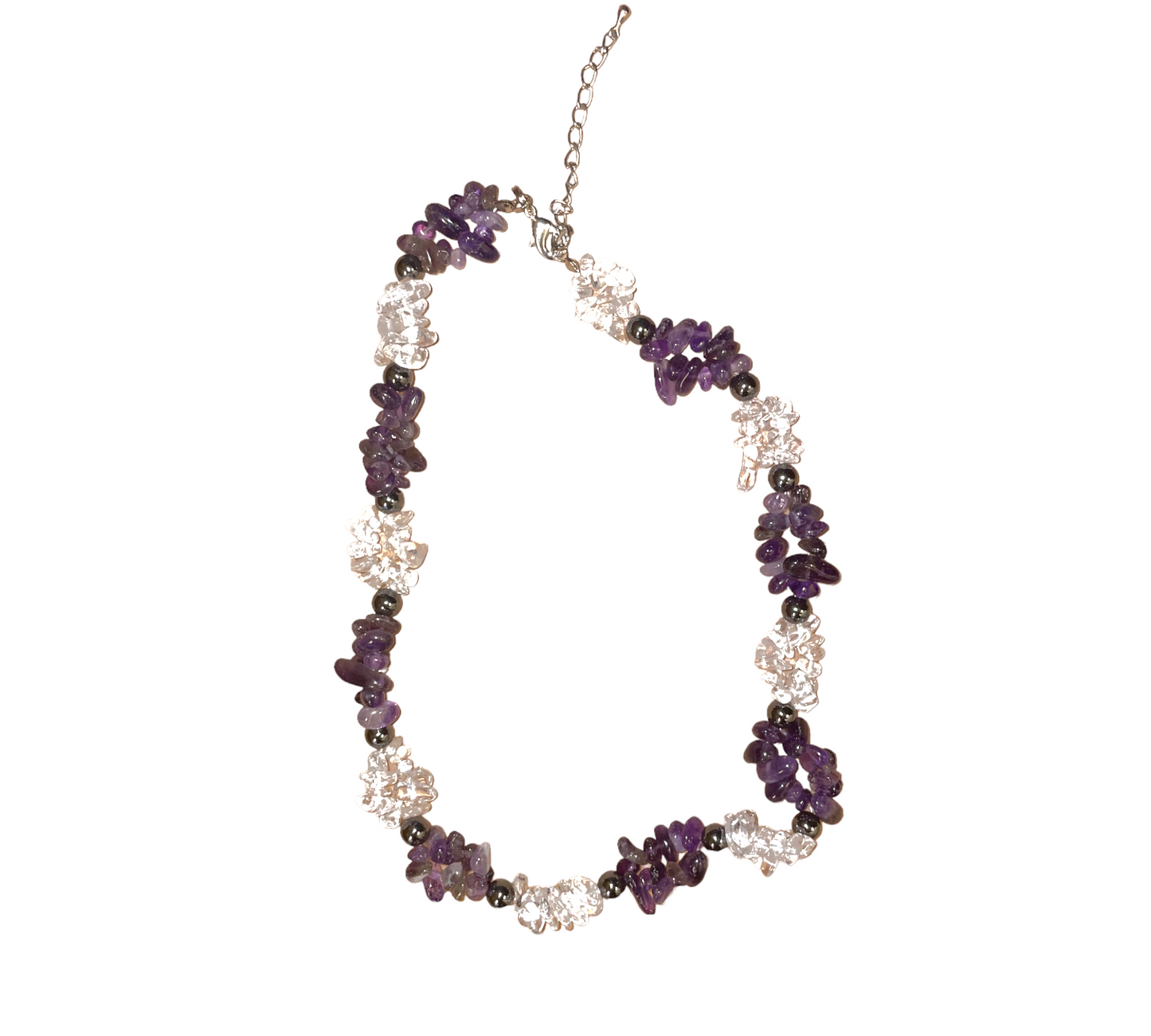 Necklace with Amethyst and Rock Crystals