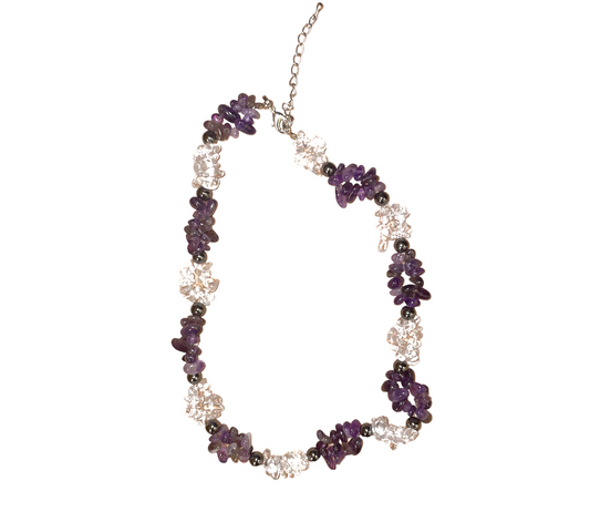 Necklace with Amethyst and Rock Crystals