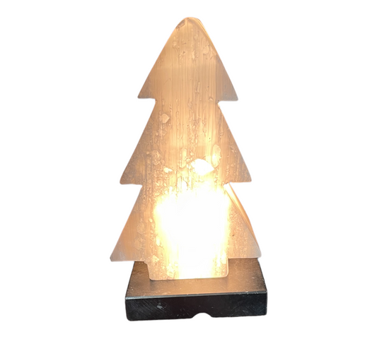 Selenite Christmas tree - lamp