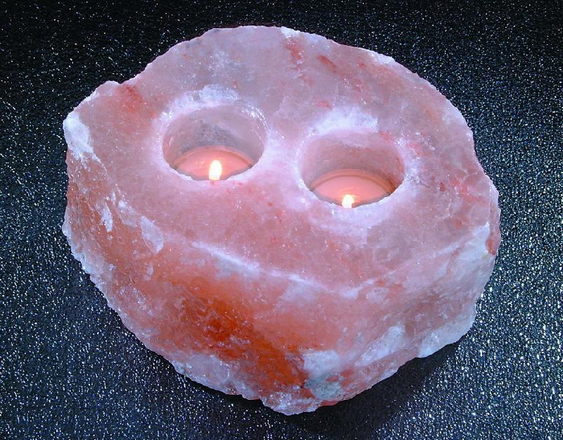 Double salt crystal candle holder